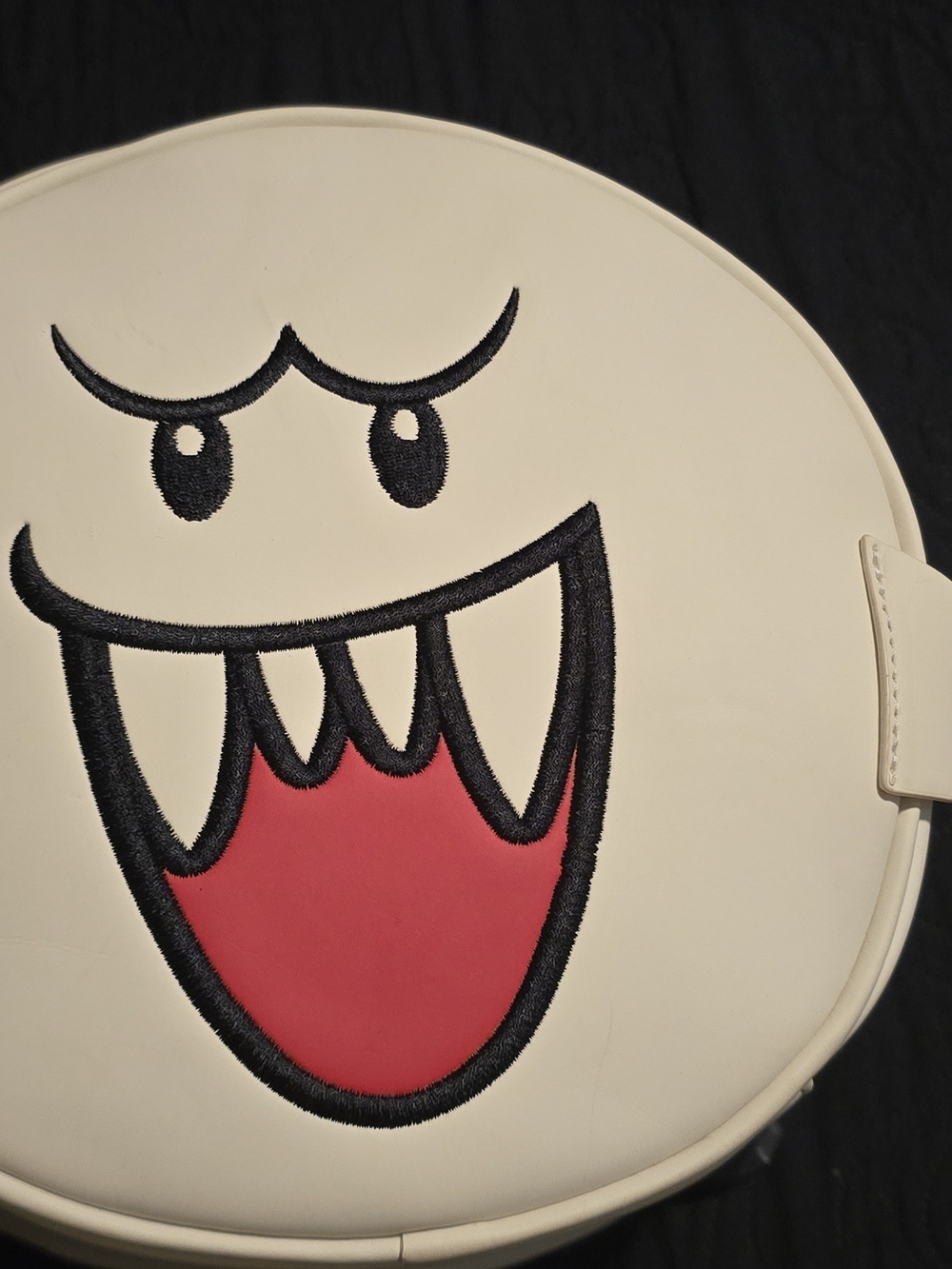 Glow-in-the-Dark Boo Face Crossbody Bag in White & Black